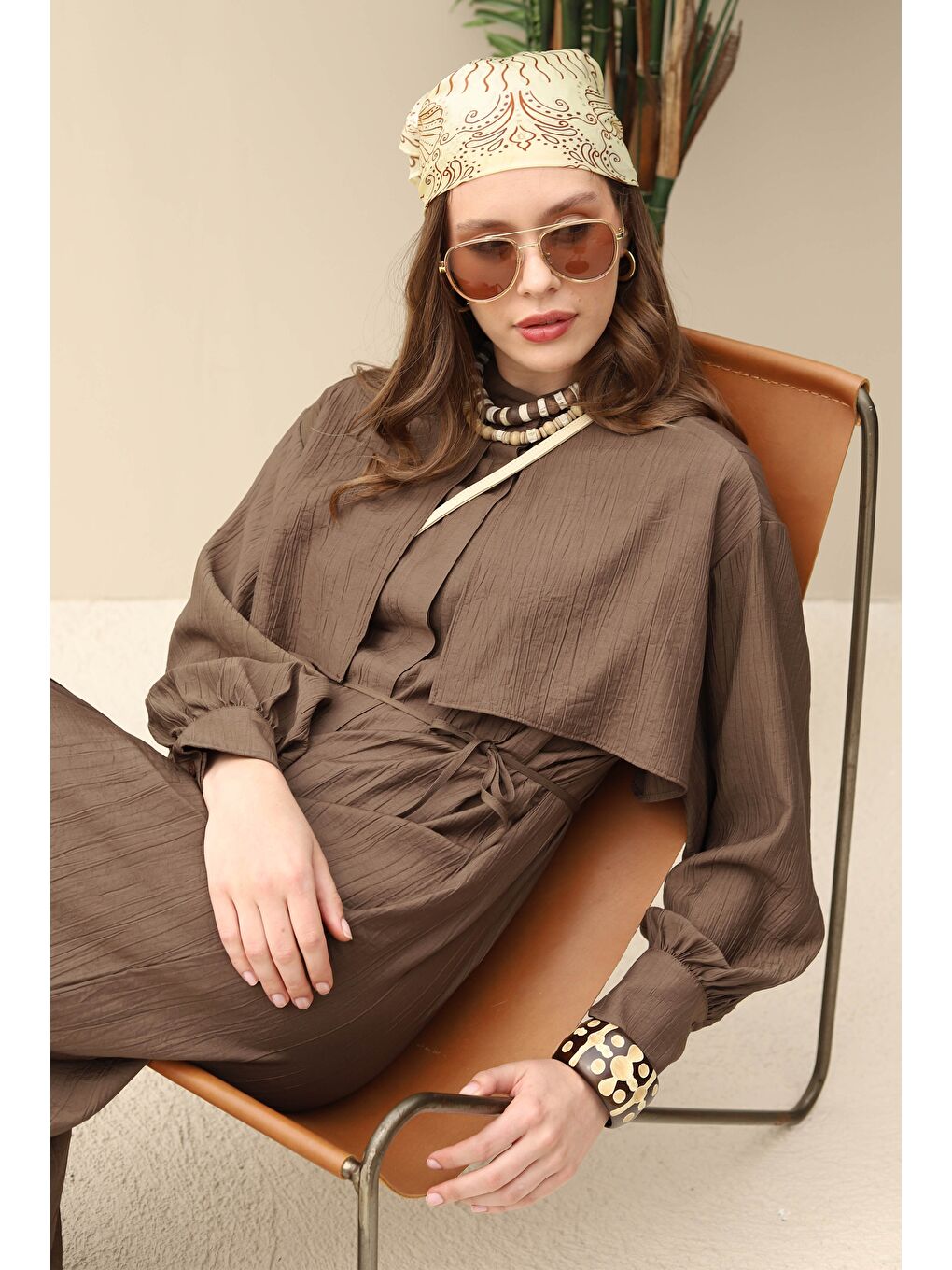 Kahverengi Rüzgarlıklı Elbise Fındık-1