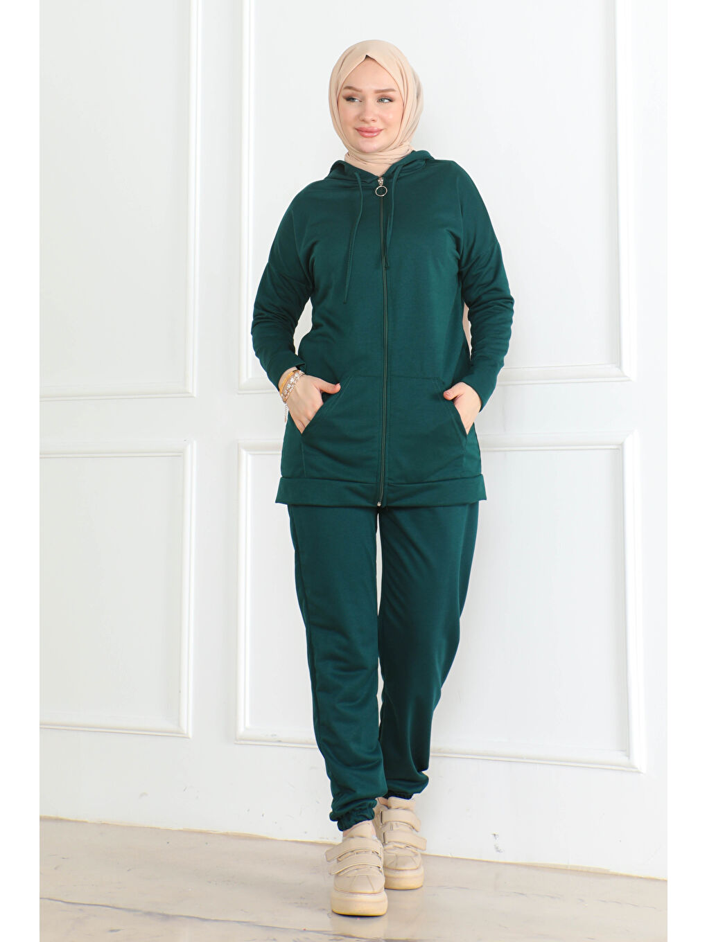 Yeşil Fermuarlı İkili Takım Zümrüt - 13359