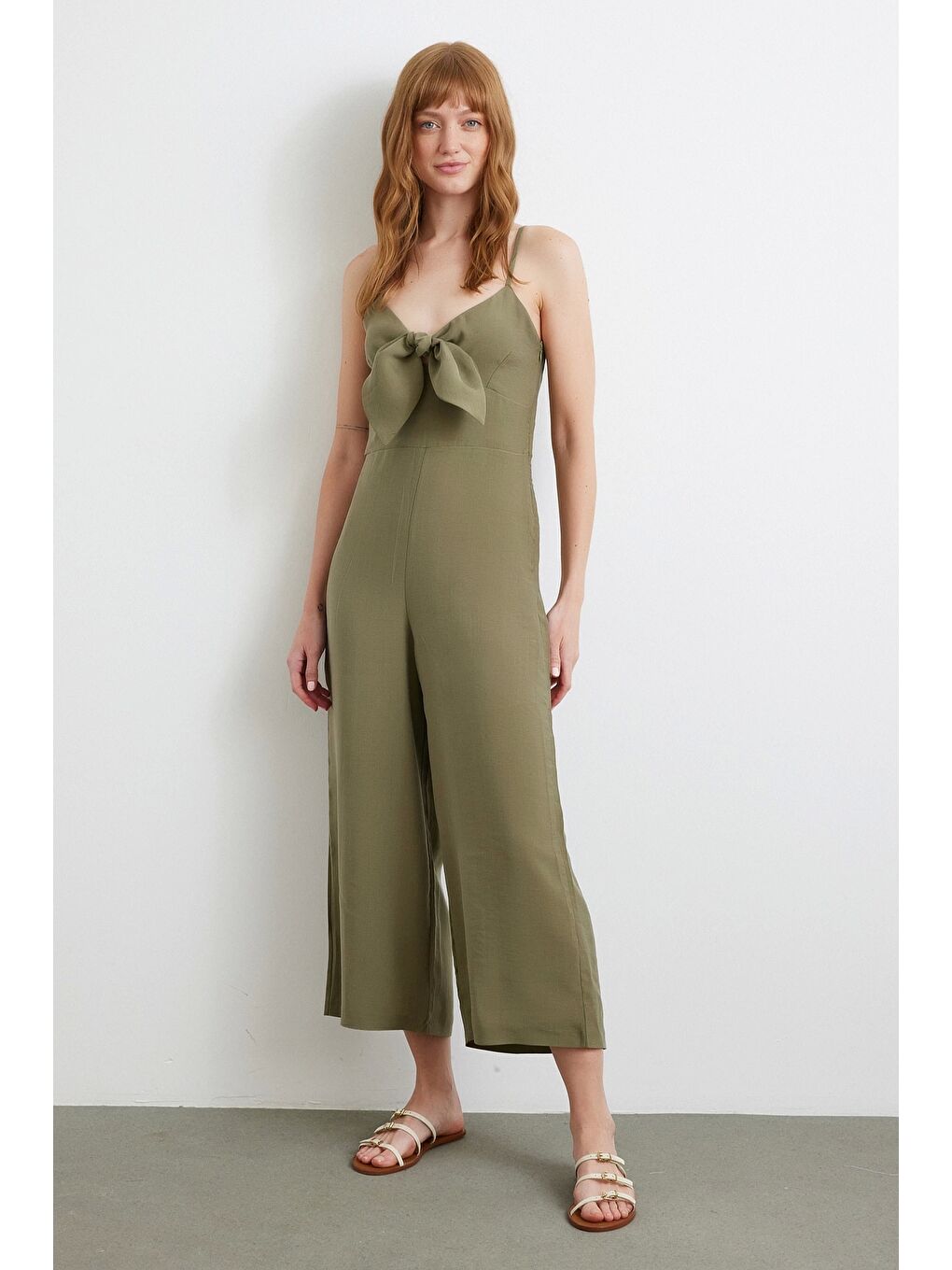 Fiyonklu Askılı Tulum Haki-2