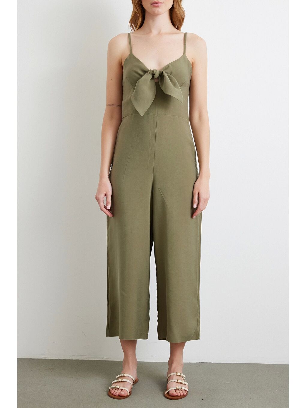 Fiyonklu Askılı Tulum Haki-3