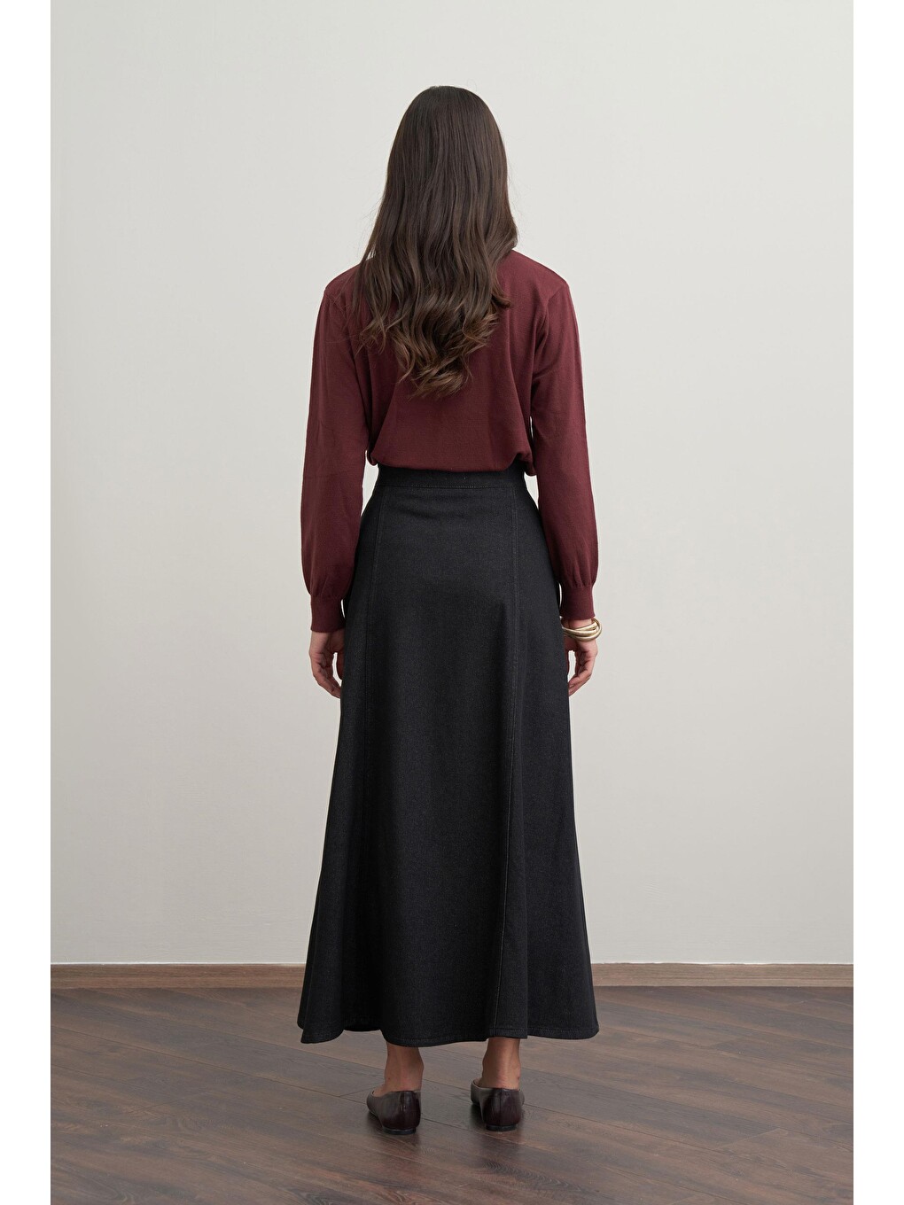 Antrasit-Denim Kloş Etek-2