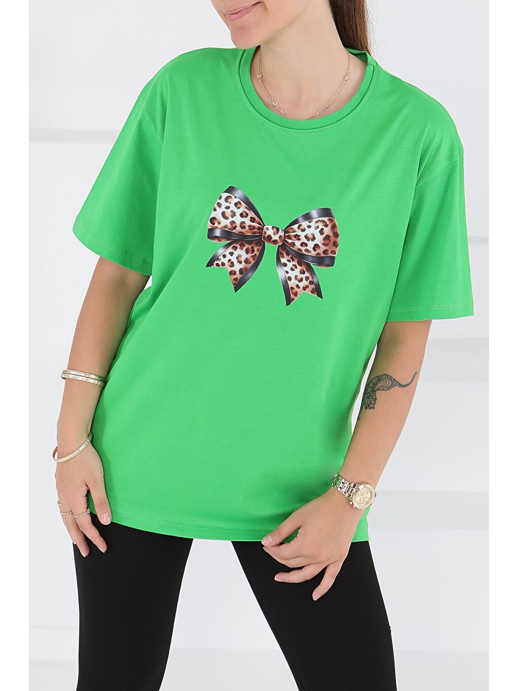 Baskılı Kısa Kollu T-Şhirt Yeşil - 27501