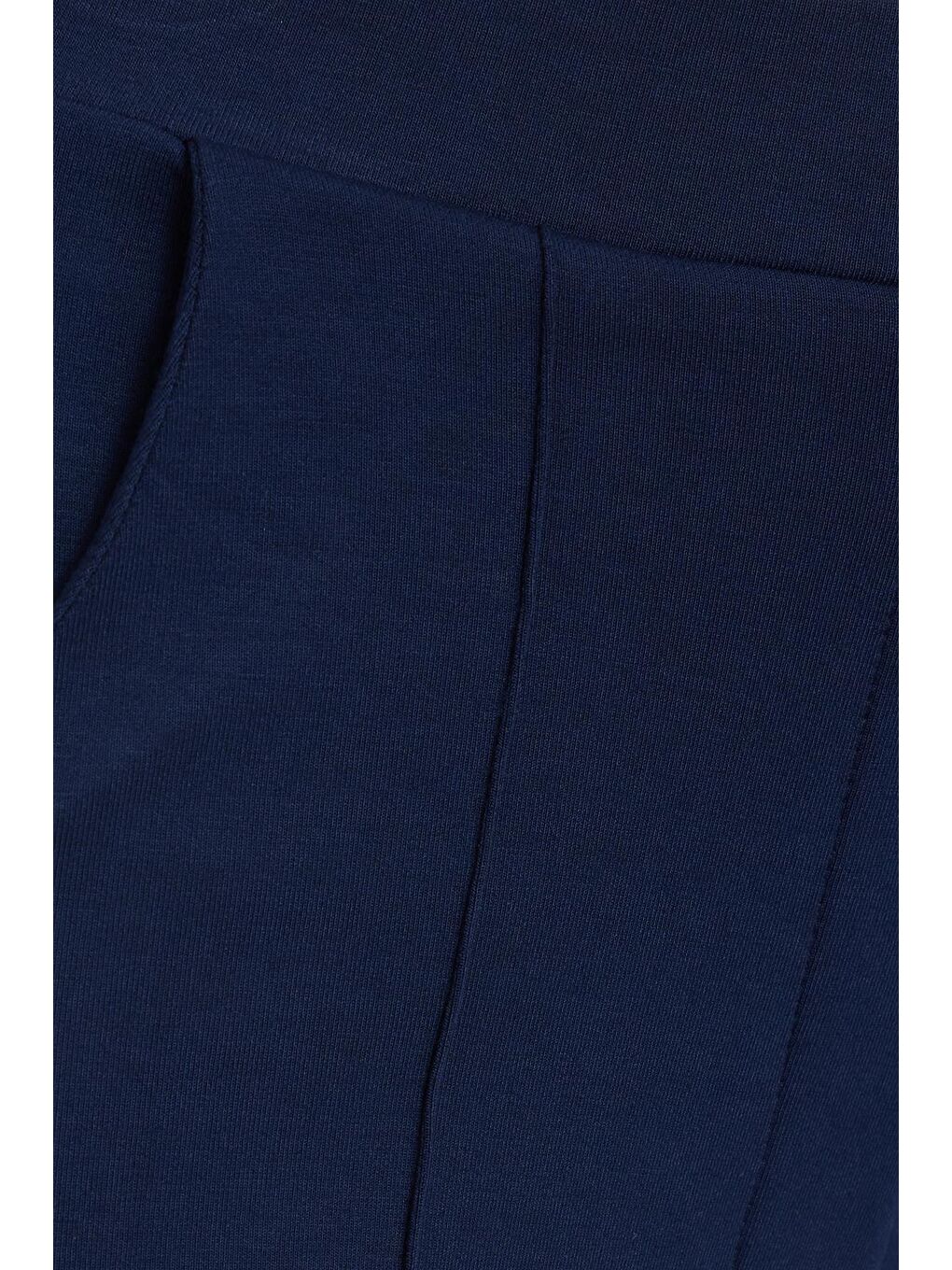 Kadın Relax Fit Rahat Kesim Modal Kumaş Yüksel Bel Geniş Paça Lacivert Pantolon-5