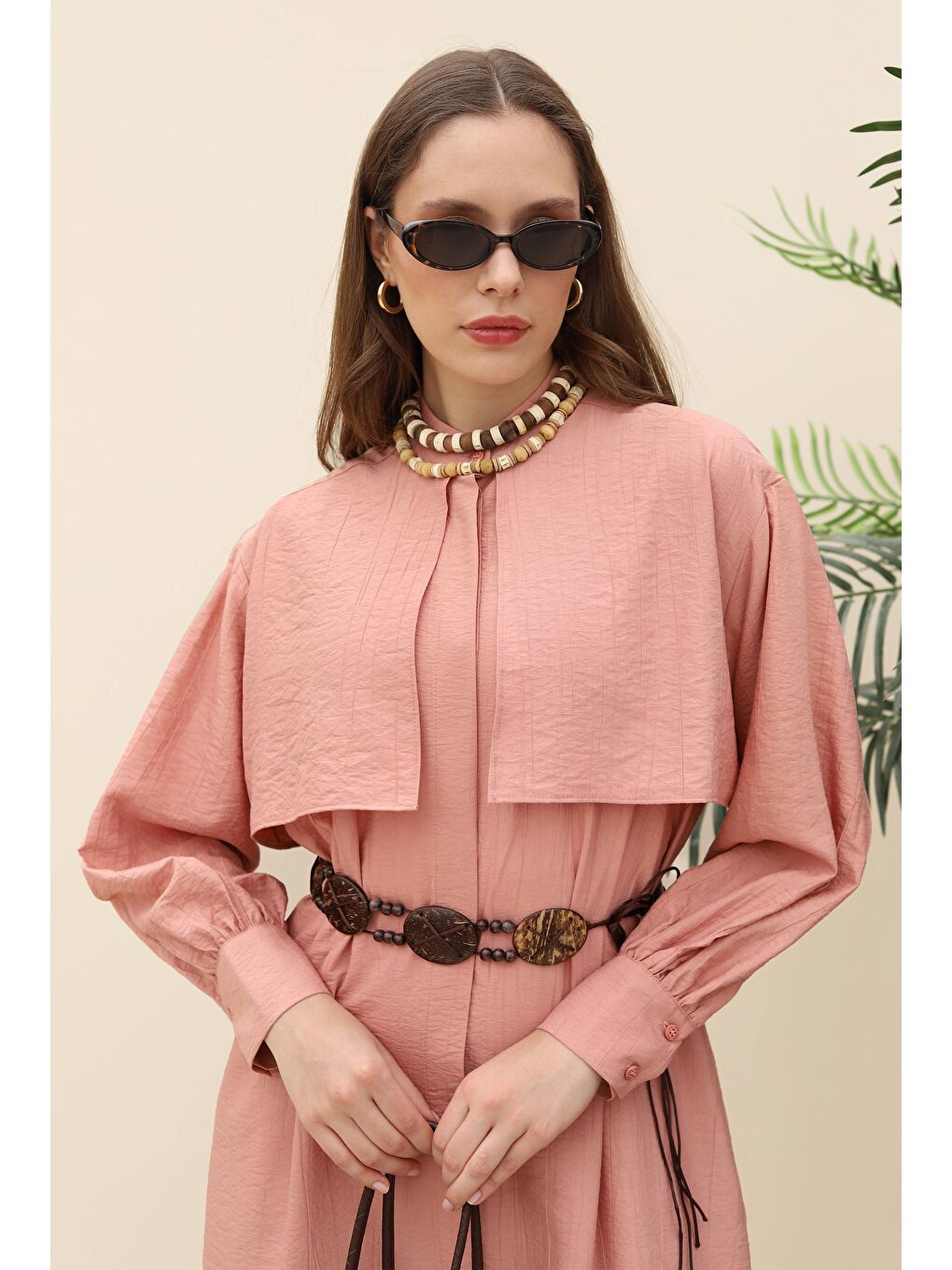 Pembe Rüzgarlıklı Elbise Açık Gül-2