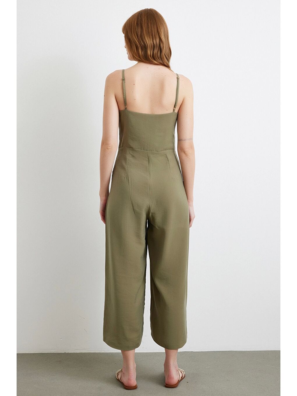 Fiyonklu Askılı Tulum Haki-5