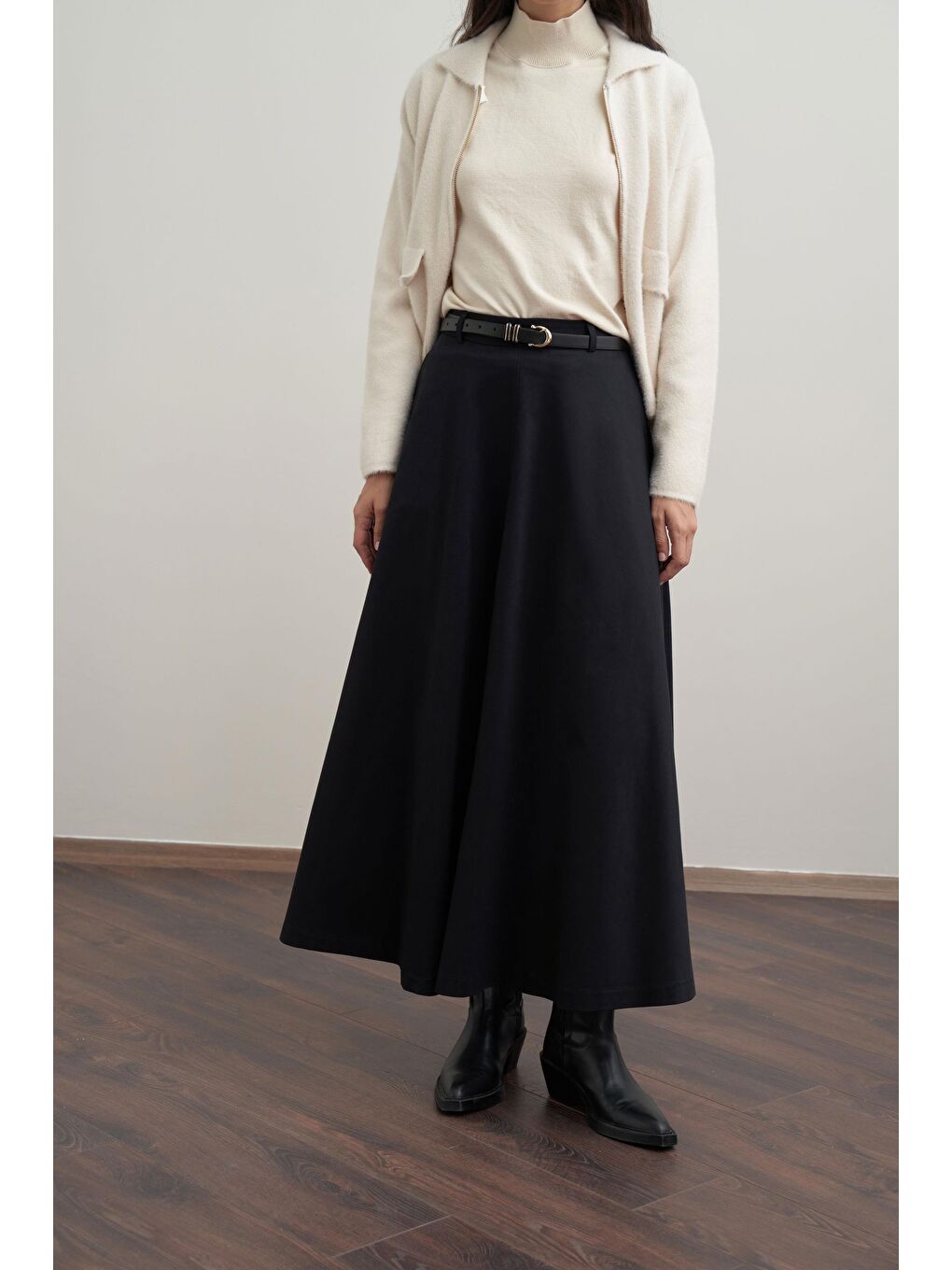 Siyah-Kloş Gabardin Etek-2