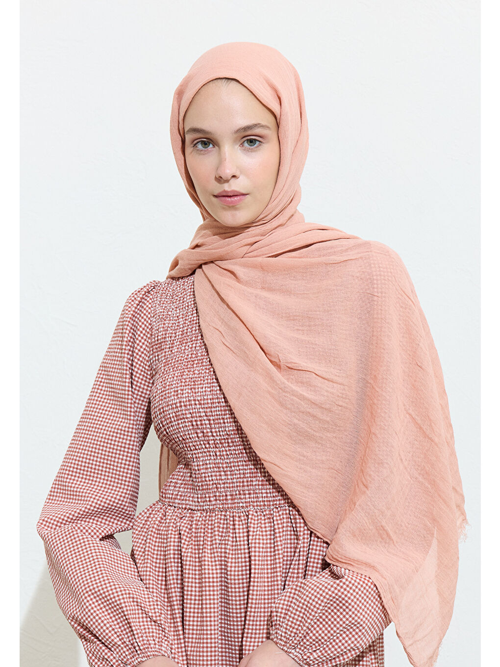 Turuncu Pamuklu Keten Şal Peach Lemonade-2