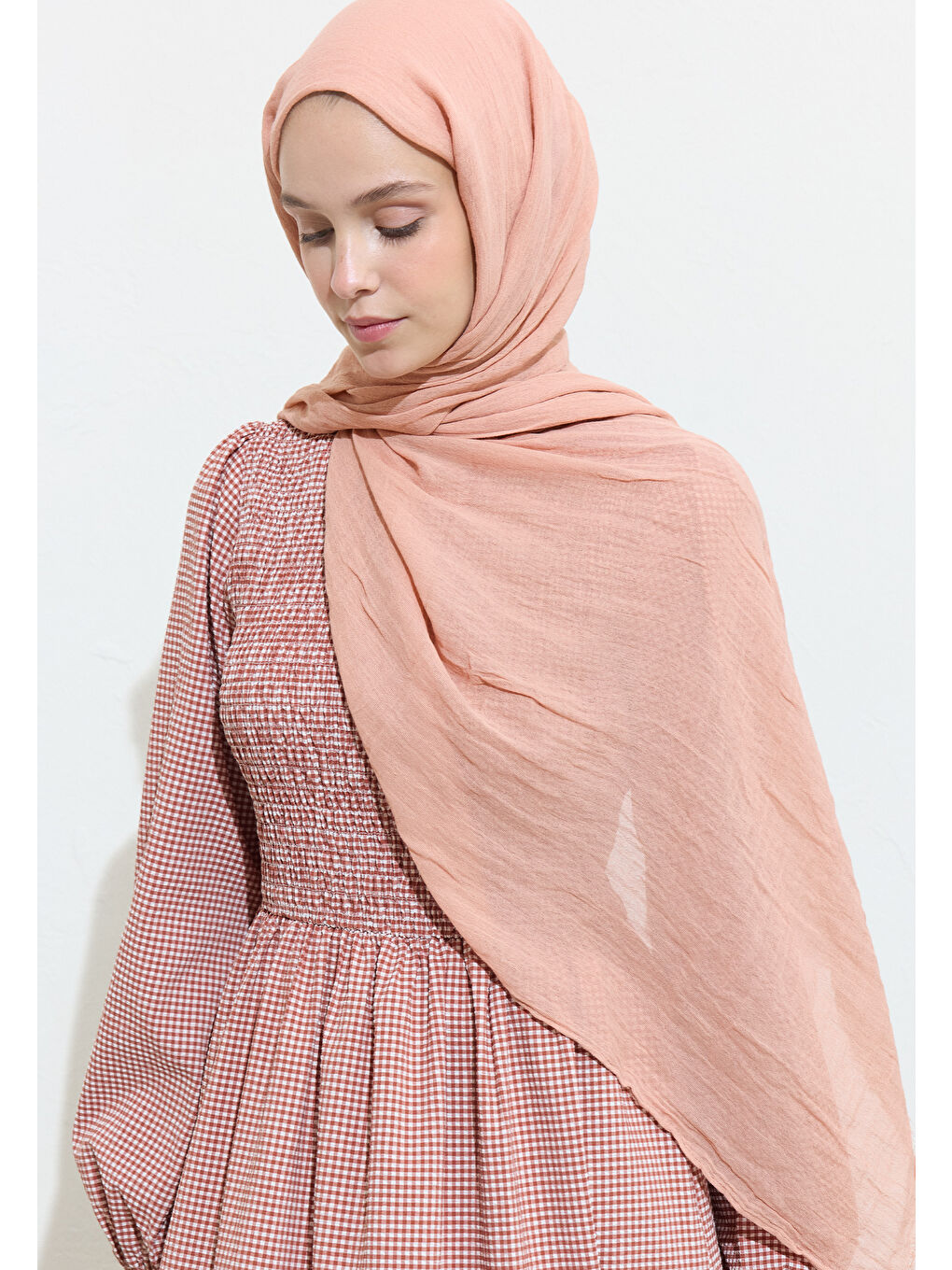 Turuncu Pamuklu Keten Şal Peach Lemonade-3