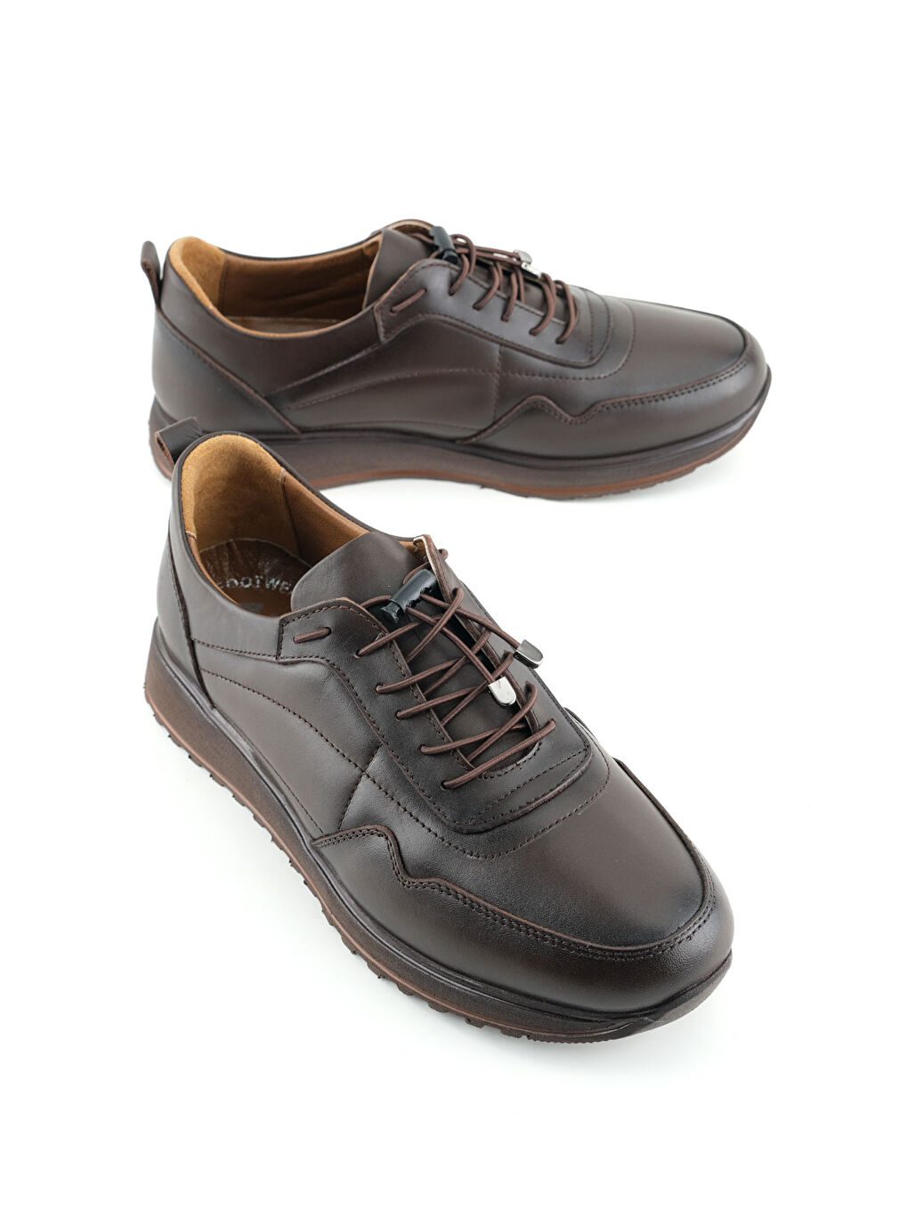 Kahverengi Erkek İç Dış Hakiki Deri Ortopedik Rahat Taban Bağcıklı Ayarlanabilir Günlük Spor Ayakkabı