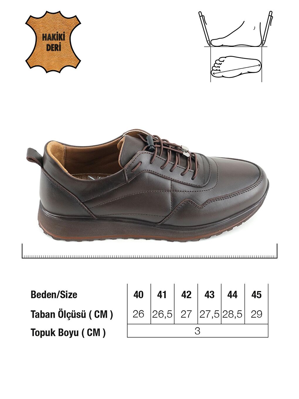 Kahverengi Erkek İç Dış Hakiki Deri Ortopedik Rahat Taban Bağcıklı Ayarlanabilir Günlük Spor Ayakkabı-1