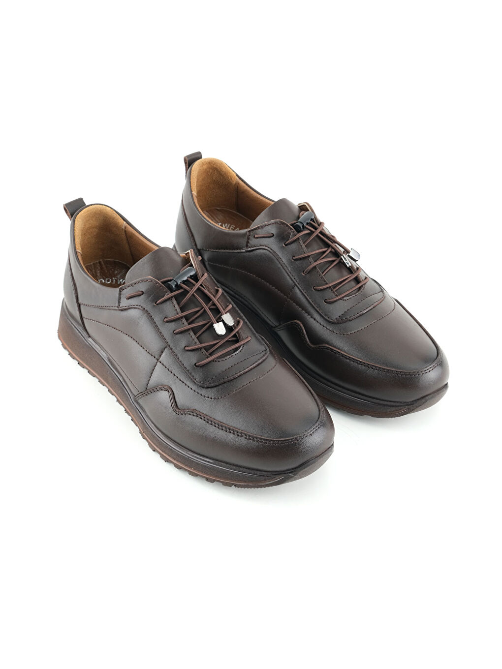 Kahverengi Erkek İç Dış Hakiki Deri Ortopedik Rahat Taban Bağcıklı Ayarlanabilir Günlük Spor Ayakkabı-2