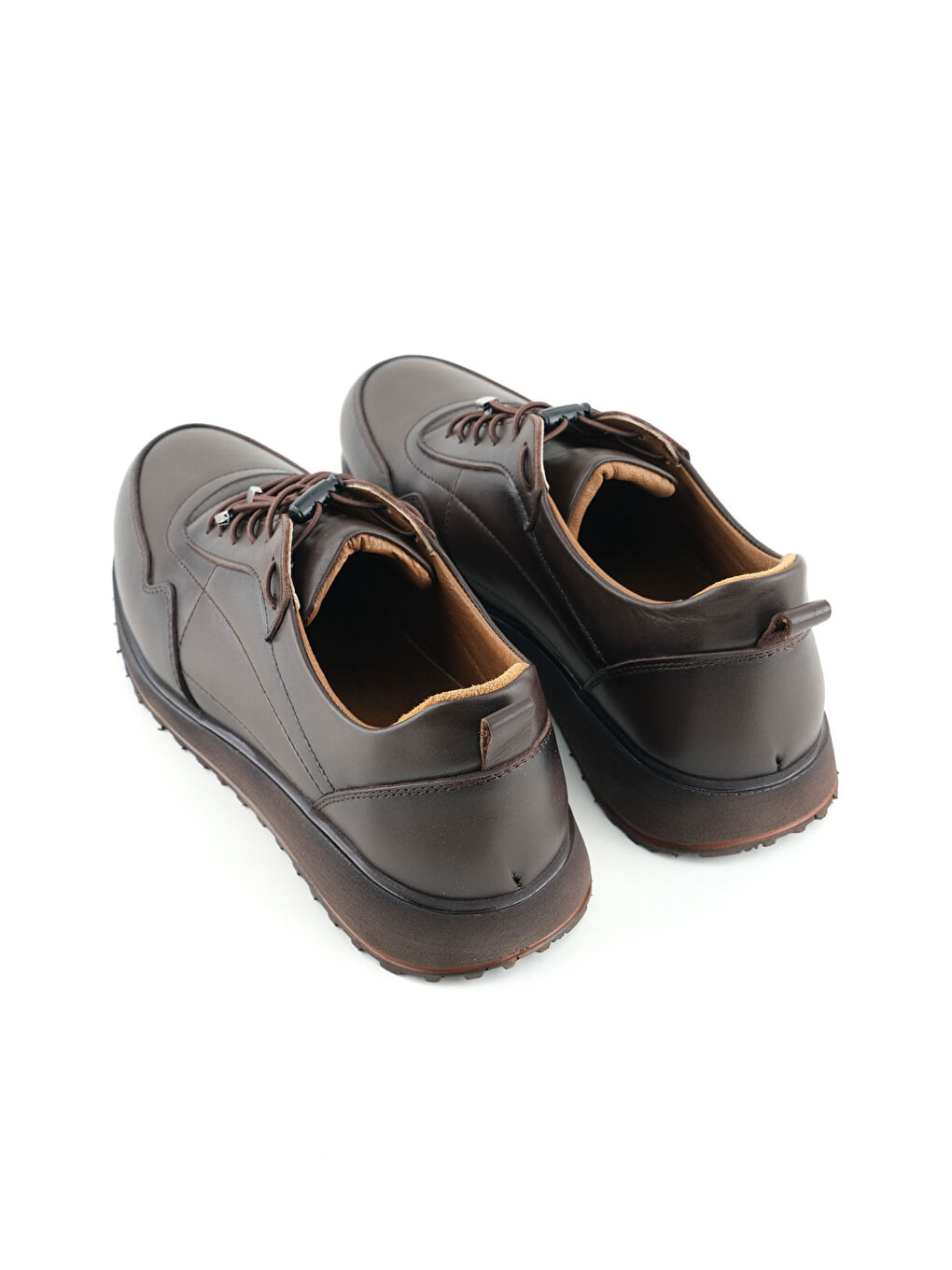 Kahverengi Erkek İç Dış Hakiki Deri Ortopedik Rahat Taban Bağcıklı Ayarlanabilir Günlük Spor Ayakkabı-3