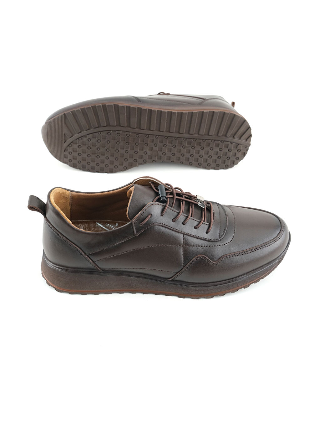 Kahverengi Erkek İç Dış Hakiki Deri Ortopedik Rahat Taban Bağcıklı Ayarlanabilir Günlük Spor Ayakkabı-4