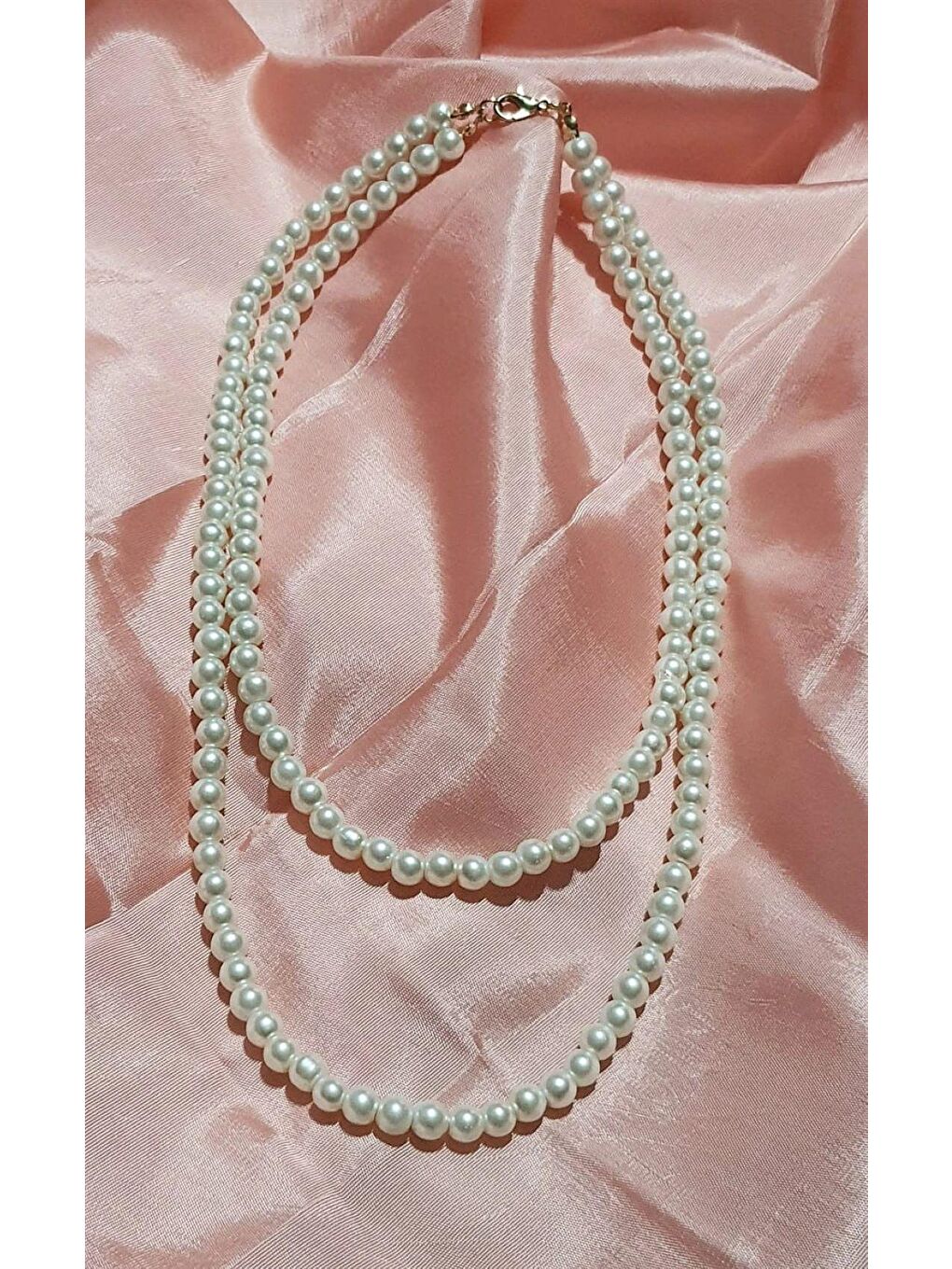 Beyaz Kadın 2 Sıra Zarif İnci Kolye