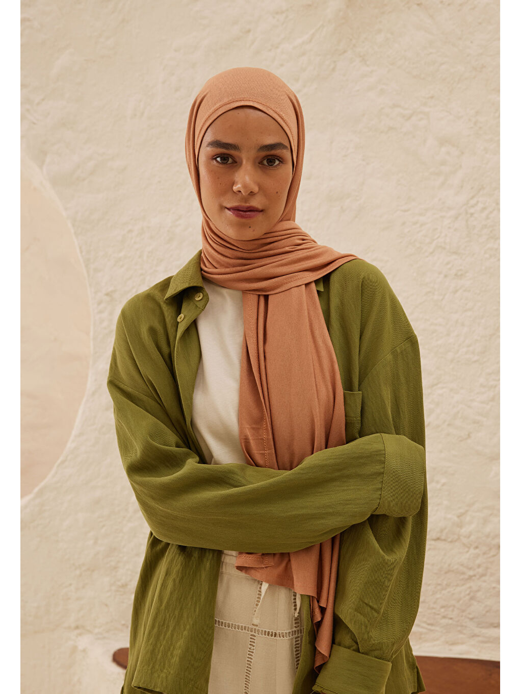 Pembe Penye Şal Somon-3