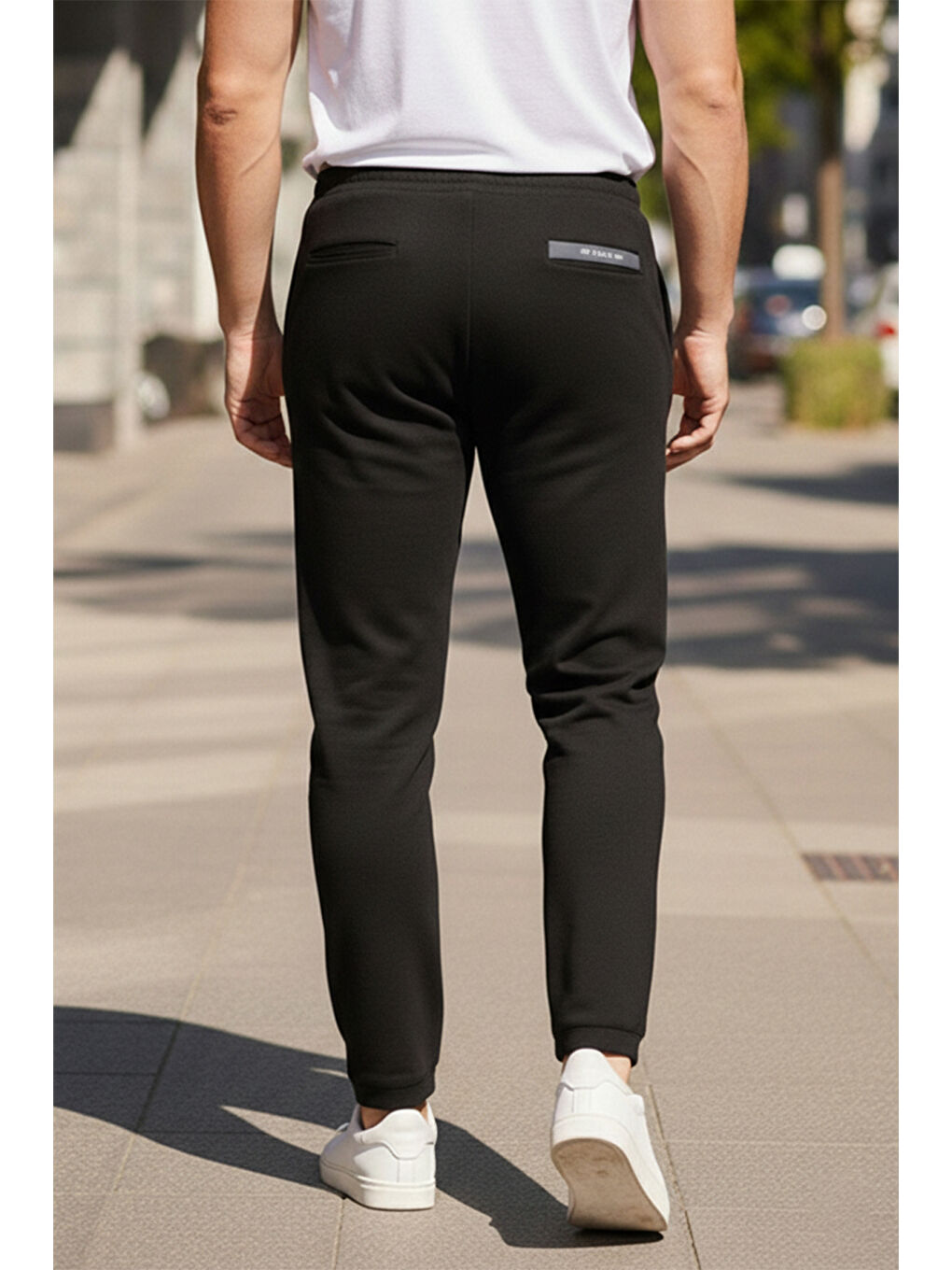 Büyük Beden Beli Lastikli Paçası Düz Erkek Üç Cepli Eşofman Altı 340 Siyah-2