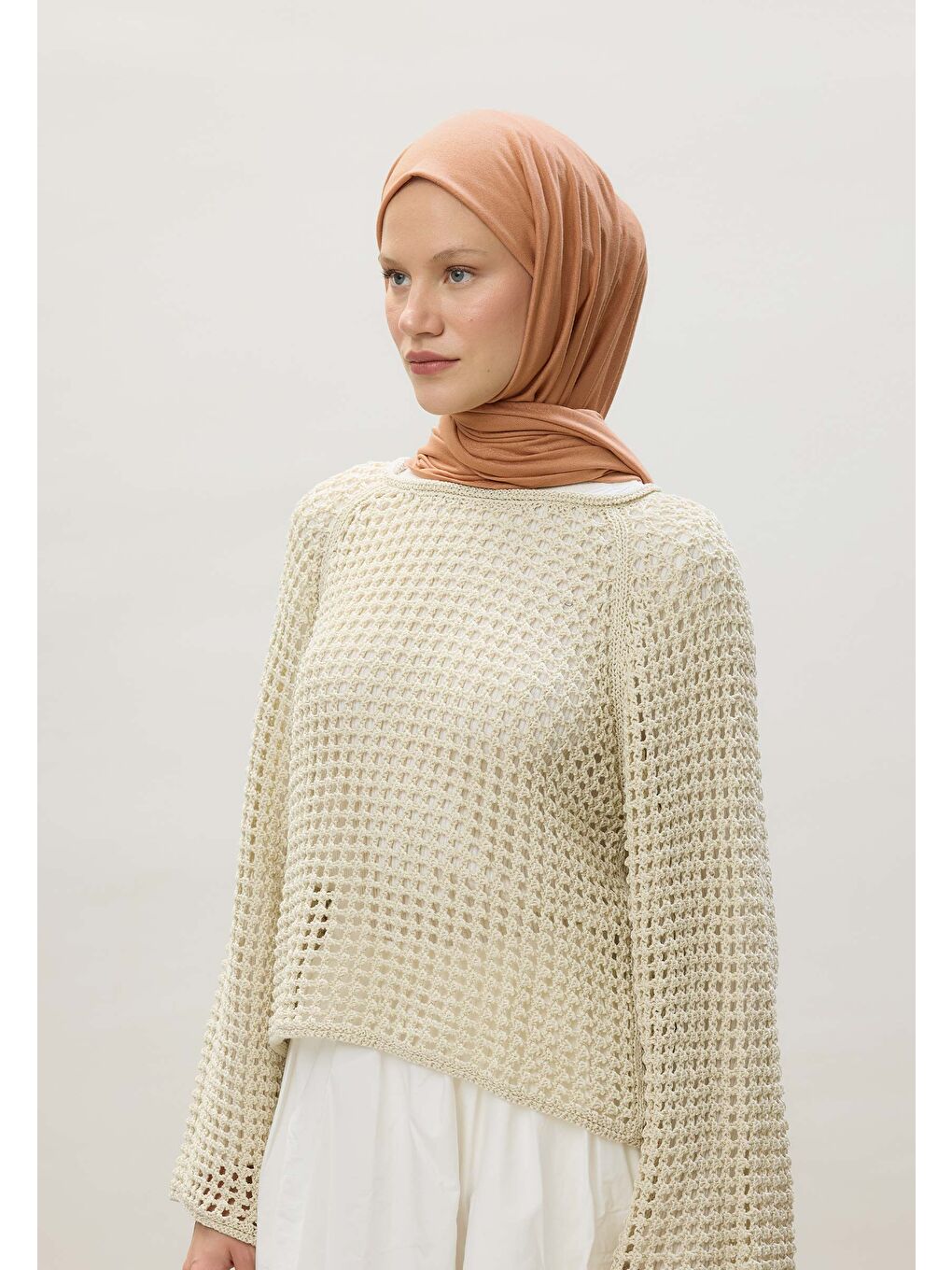 Pembe Penye Şal Somon-4