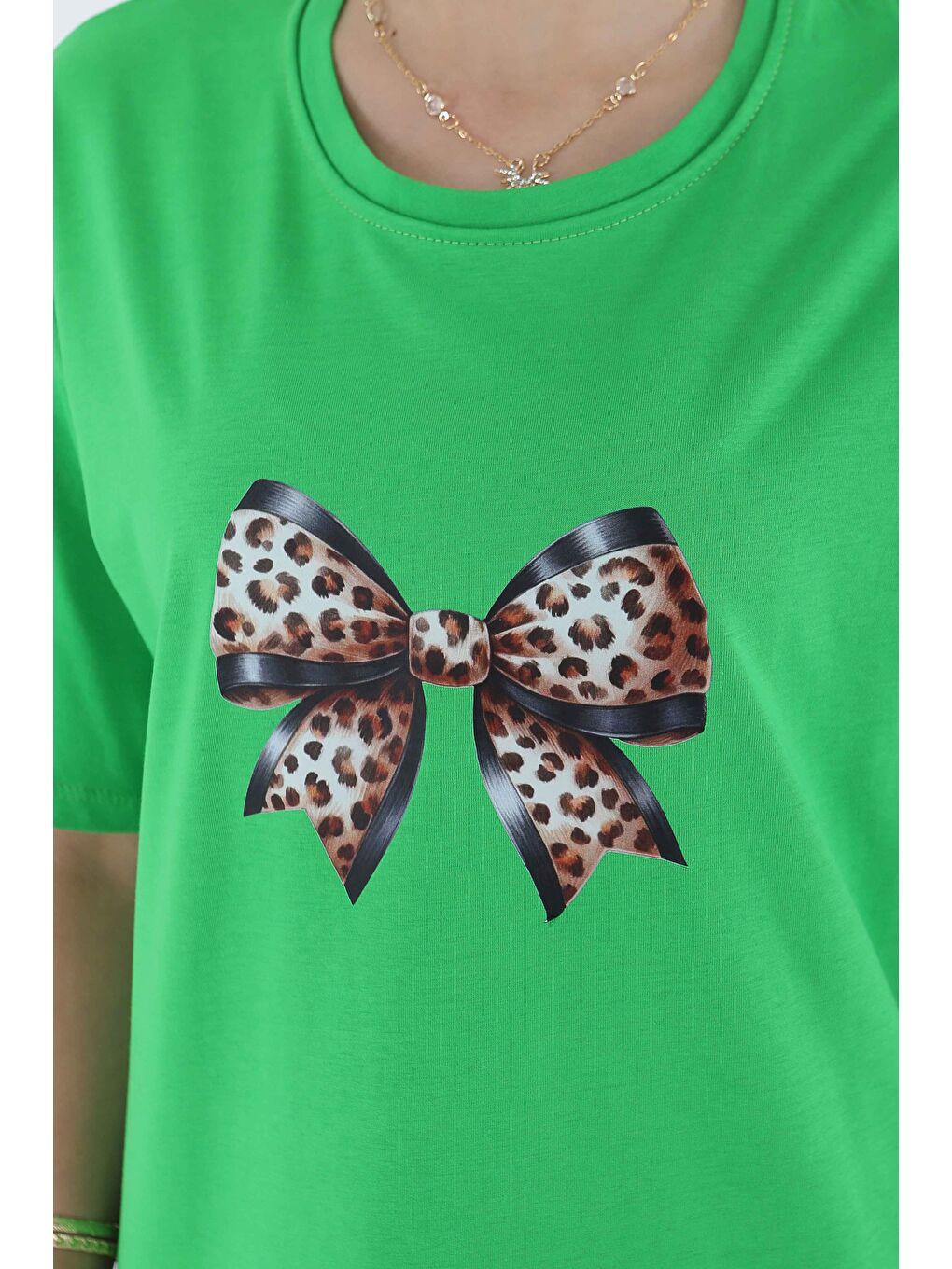 Baskılı Kısa Kollu T-Şhirt Yeşil - 27501-3