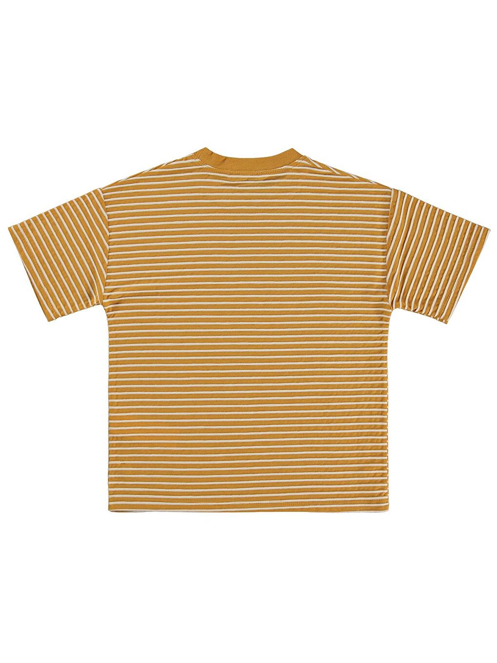 Sarı Boys Kabartma Çizgili 6-9 Yaş Tişört - Hardal-1
