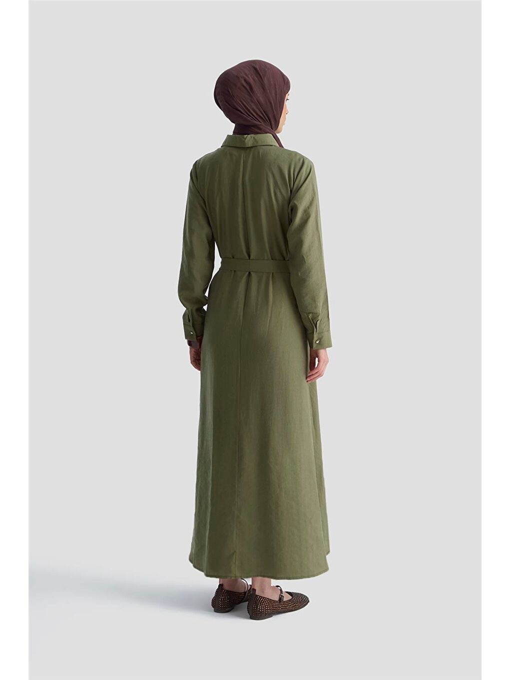 Fermuar Detaylı Elbise 25Kd4006 Haki-4