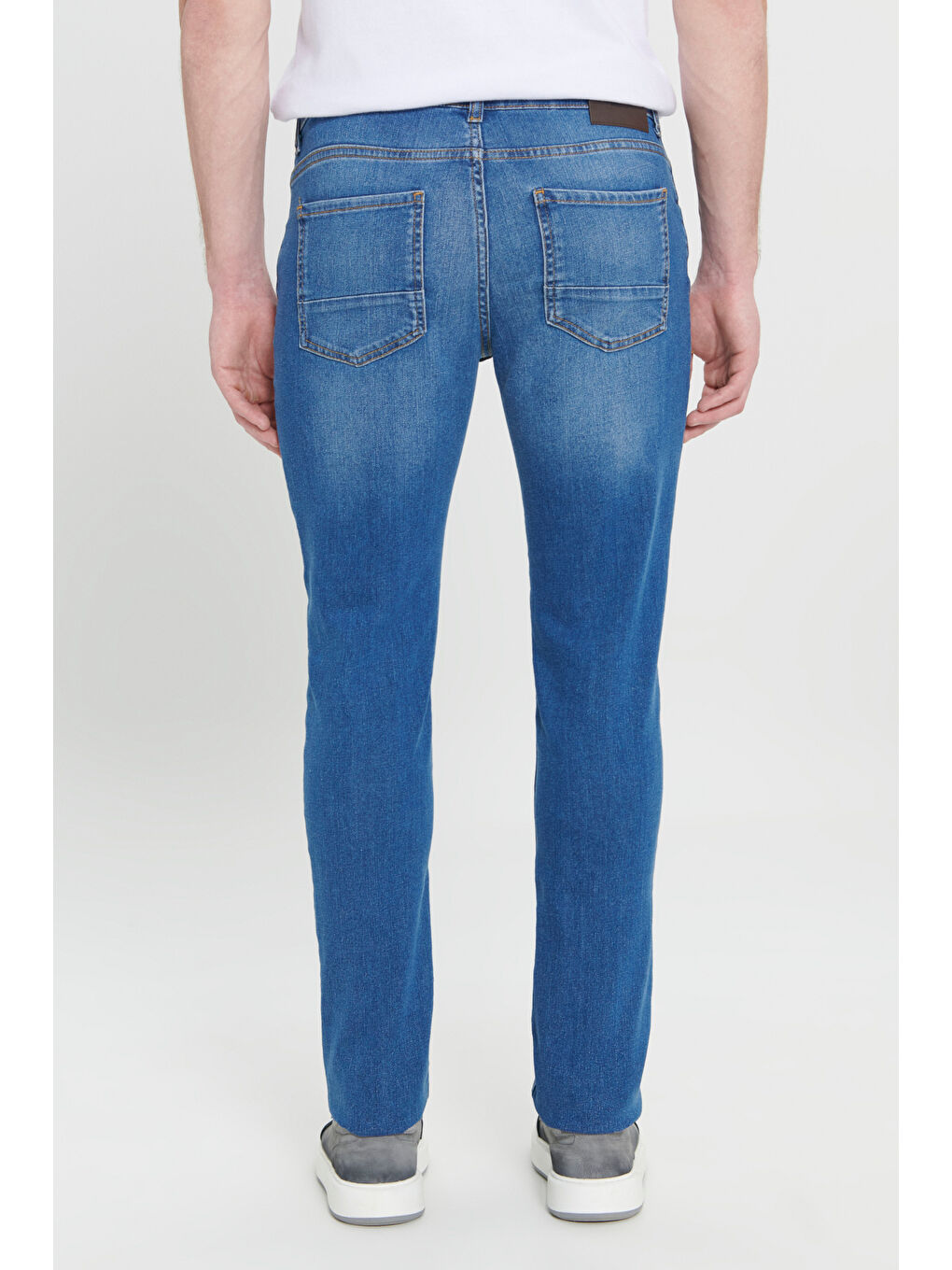 Erkek Lacivert Ekstra Slim Fit Dar Kesim Pamuklu Rıss Jean Denim Pantolon-4