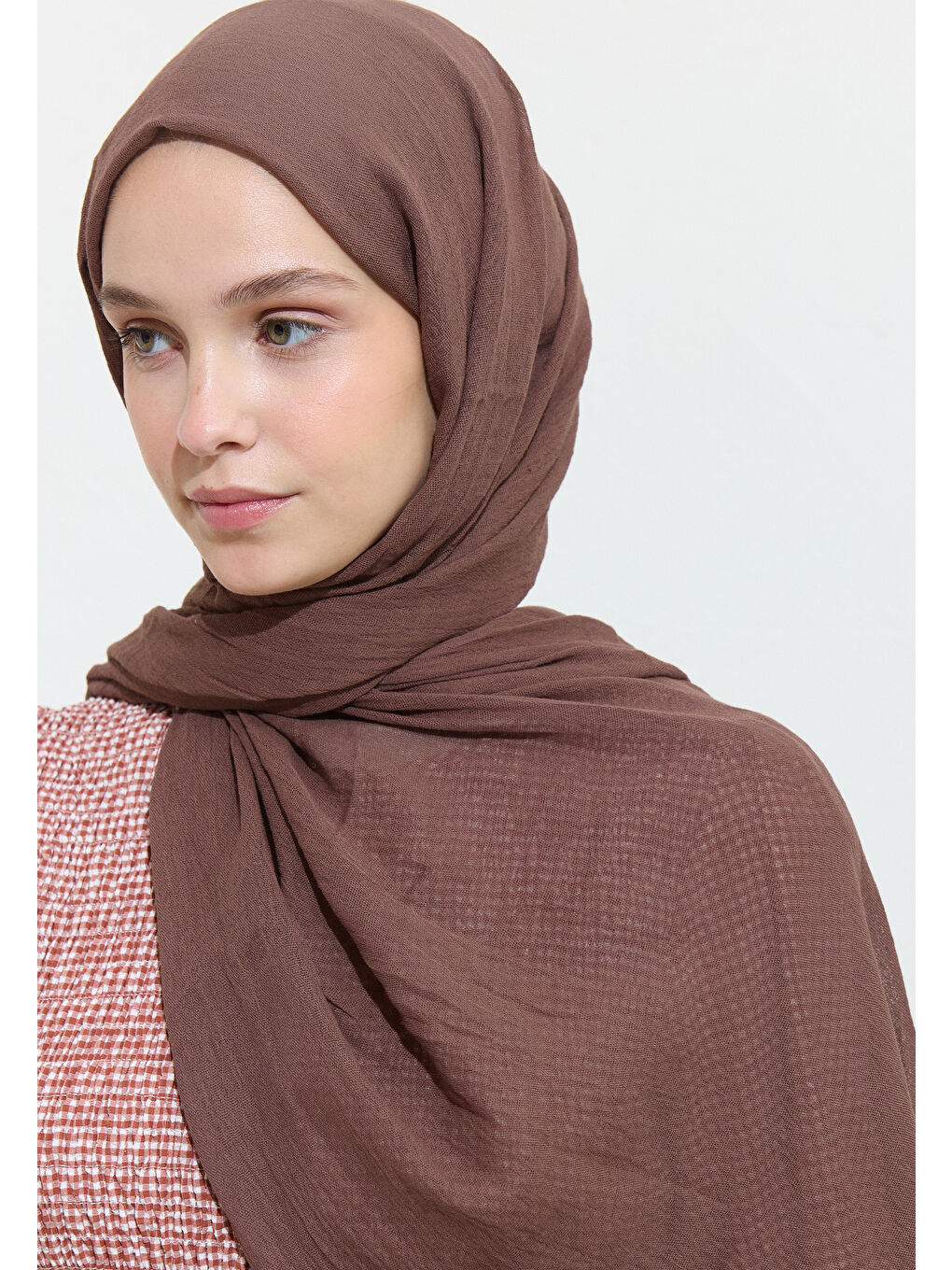 Kahverengi Pamuklu Keten Şal Chocolate Shake-3