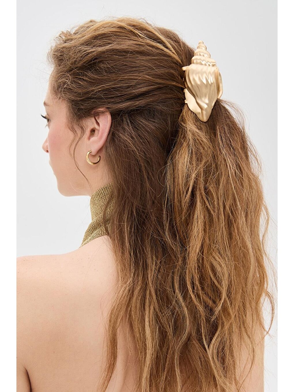 Sarı Gold Shell Büyük Mandal Toka-1