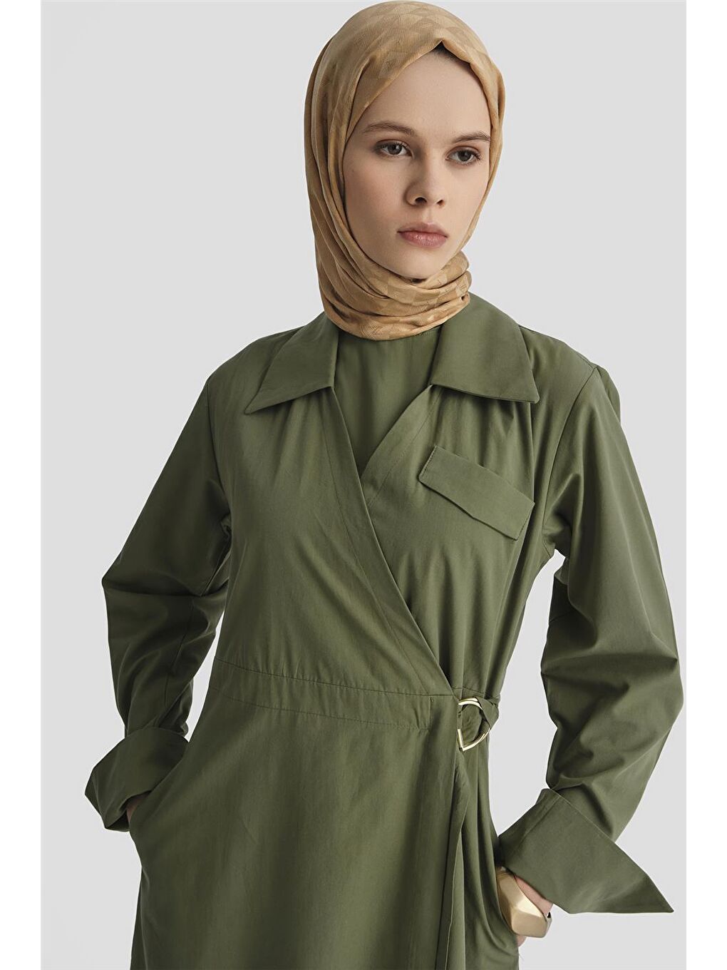 Kemerli Anvelop Elbise 25Kd9008 Haki-1