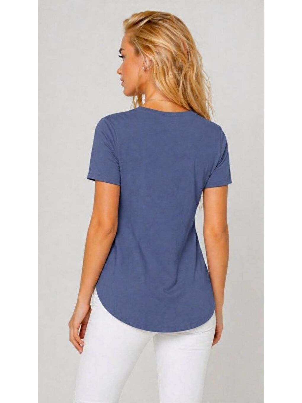 İndigo Kadın Yırtmaç Detaylı Viskon Kumaş Bluz-1