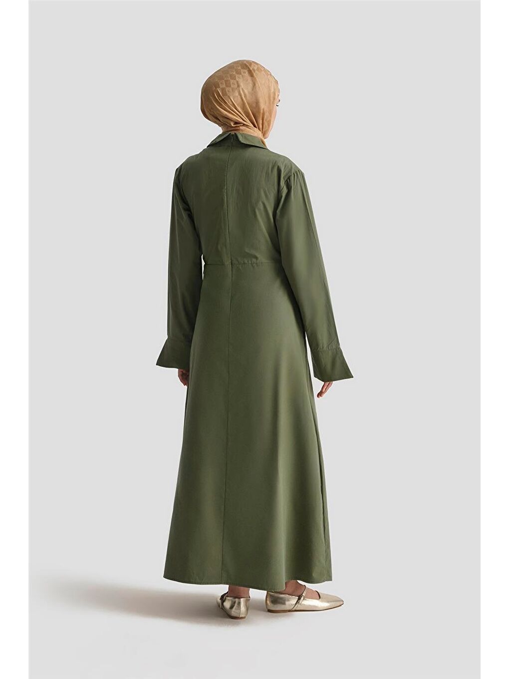 Kemerli Anvelop Elbise 25Kd9008 Haki-3