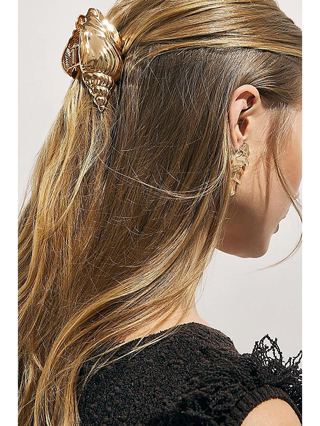 Sarı Gold Shell Büyük Mandal Toka-3