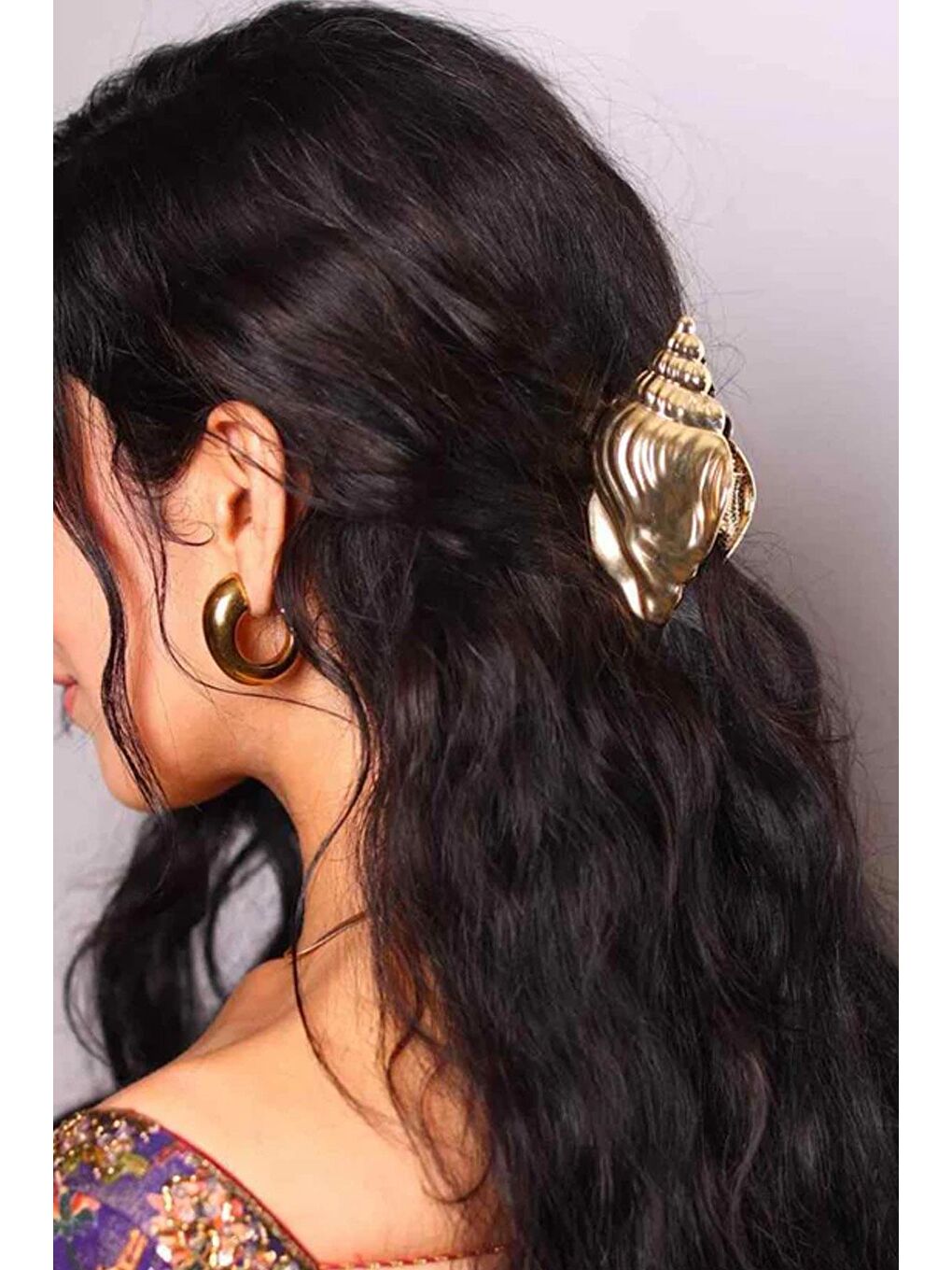 Sarı Gold Shell Büyük Mandal Toka-4