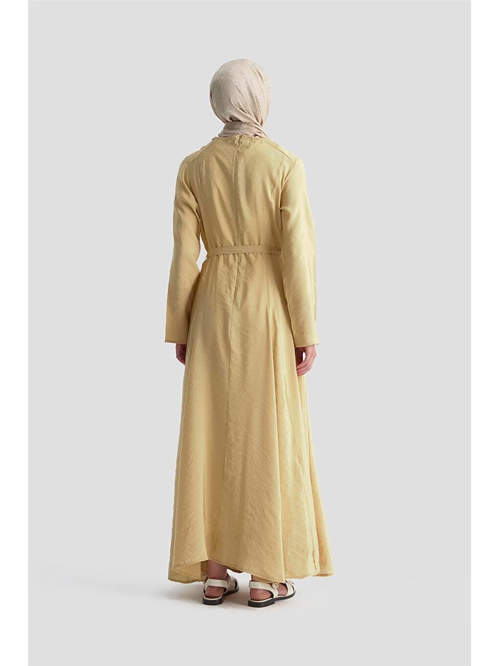 Kahverengi Beli Pensli Elbise 25Kd9007 Camel-4