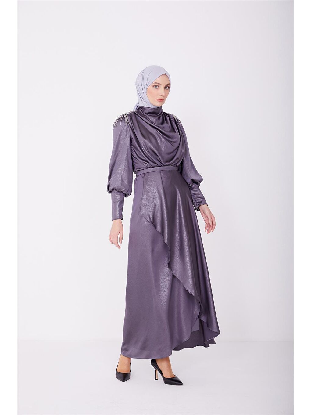 Gri Abiye Elbise 23Yd1905