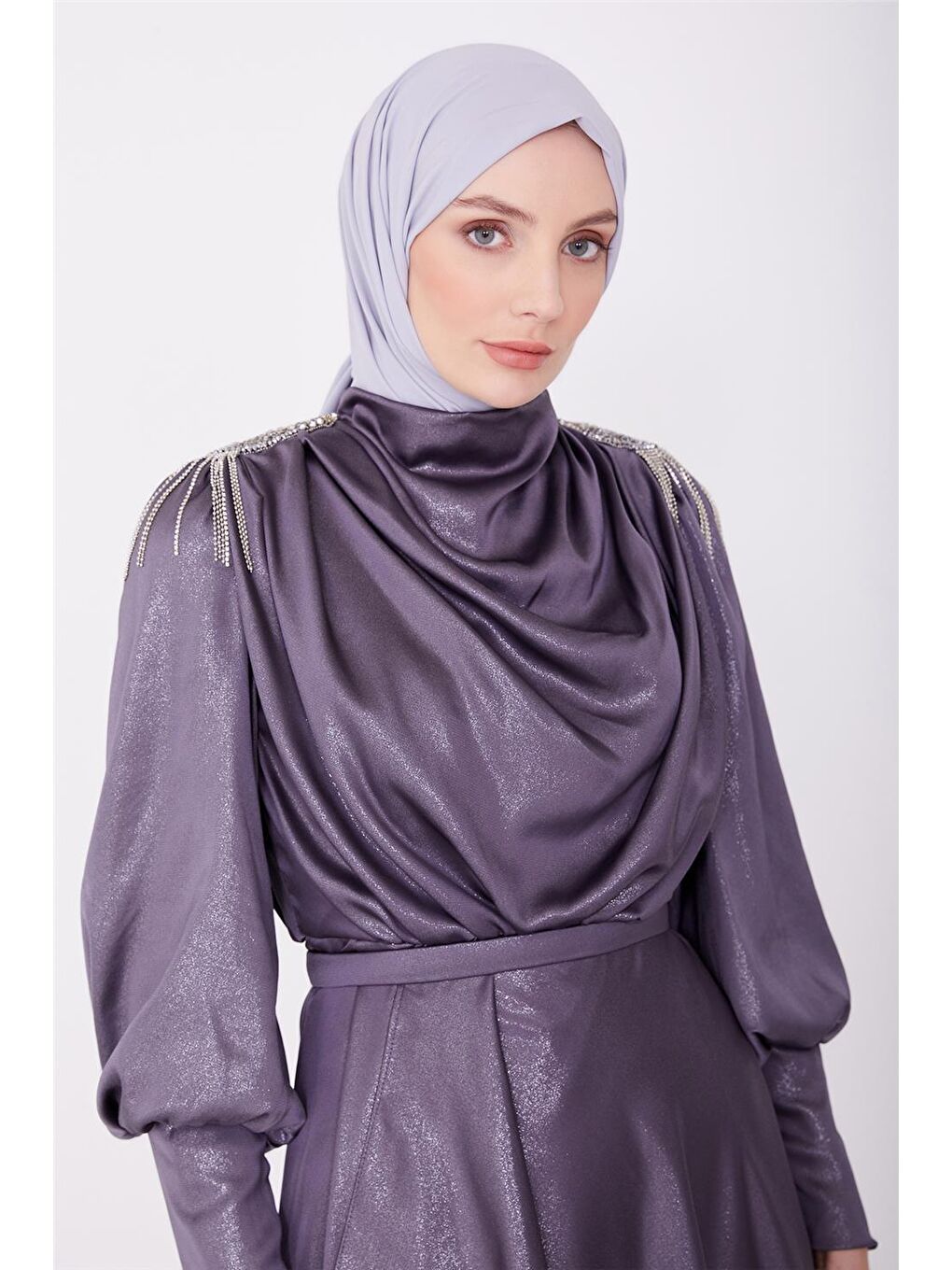 Gri Abiye Elbise 23Yd1905-1