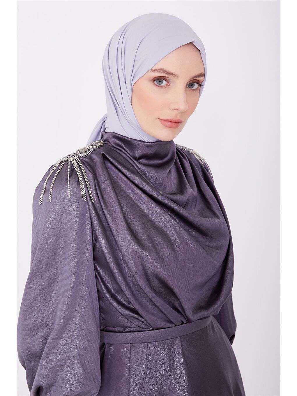 Gri Abiye Elbise 23Yd1905-3