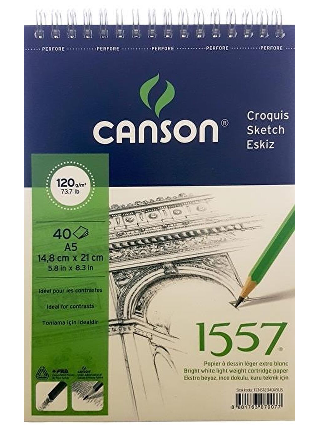 Canson Karışık Asorti 1557 Eskiz Defteri A5 120 Gr. 40 Yaprak