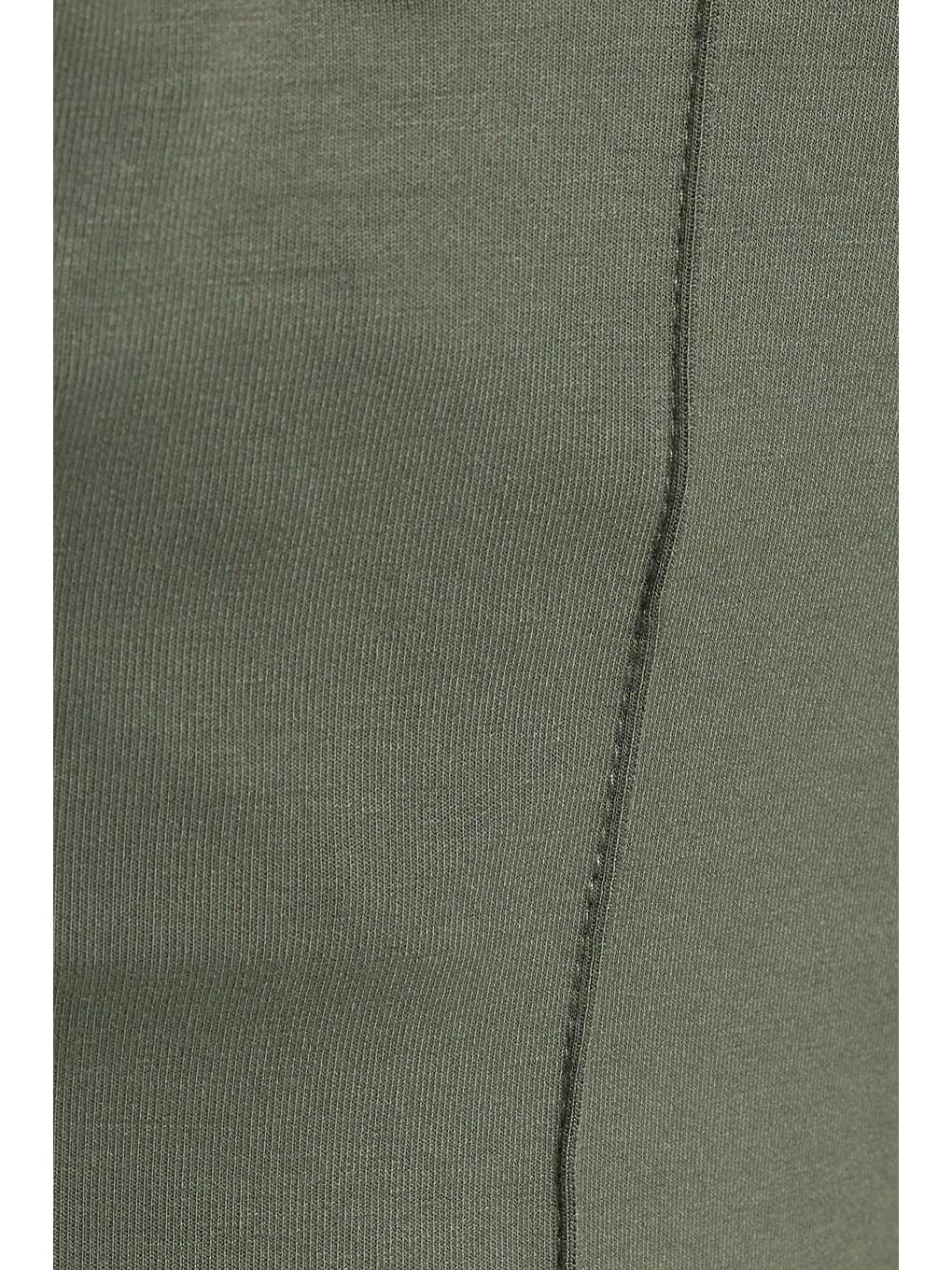 Kadın Relax Fit Rahat Kesim Modal Kumaş Yüksel Bel Geniş Paça Haki Pantolon-4