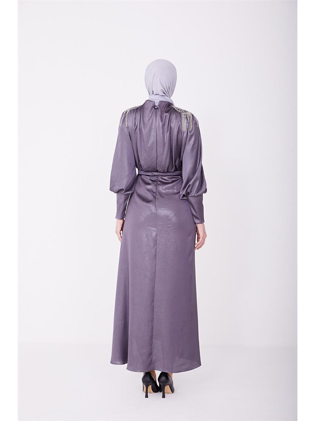 Gri Abiye Elbise 23Yd1905-4