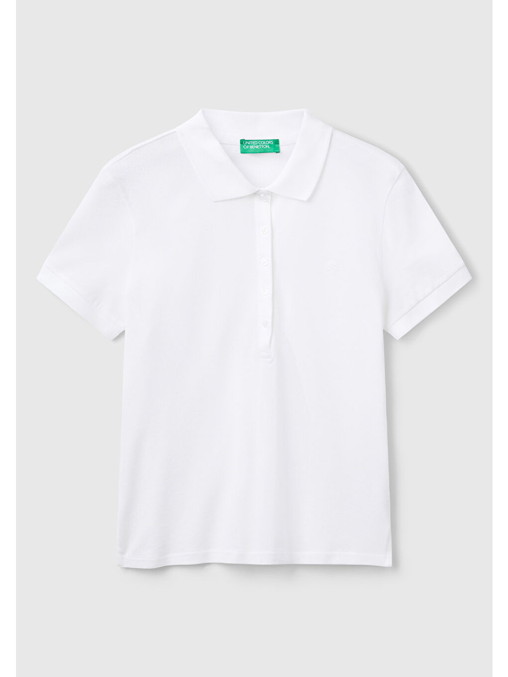 Kadın Beyaz Pamuk Karışımlı Sol Önü Logo Nakışlı Slim Fit Polo Tişört-1