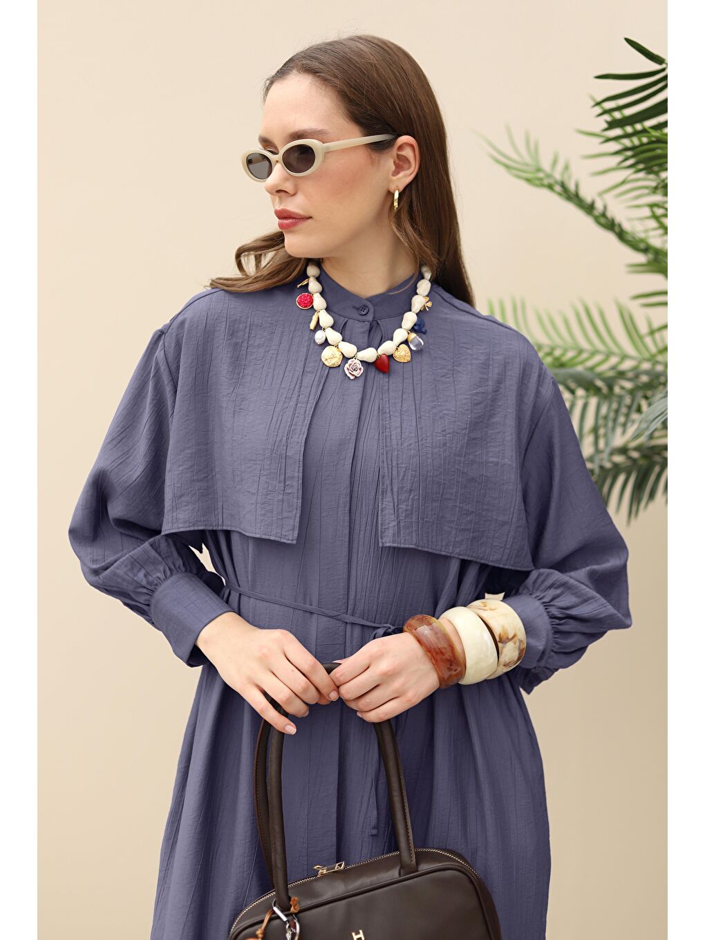 Lila Rüzgarlıklı Elbise Koyu Lavanta-1