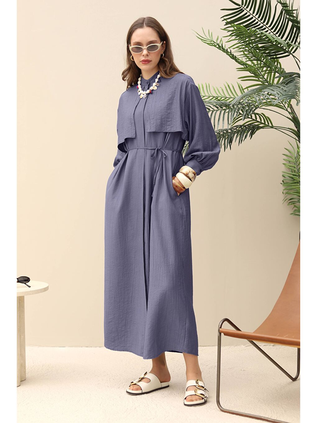 Lila Rüzgarlıklı Elbise Koyu Lavanta-2