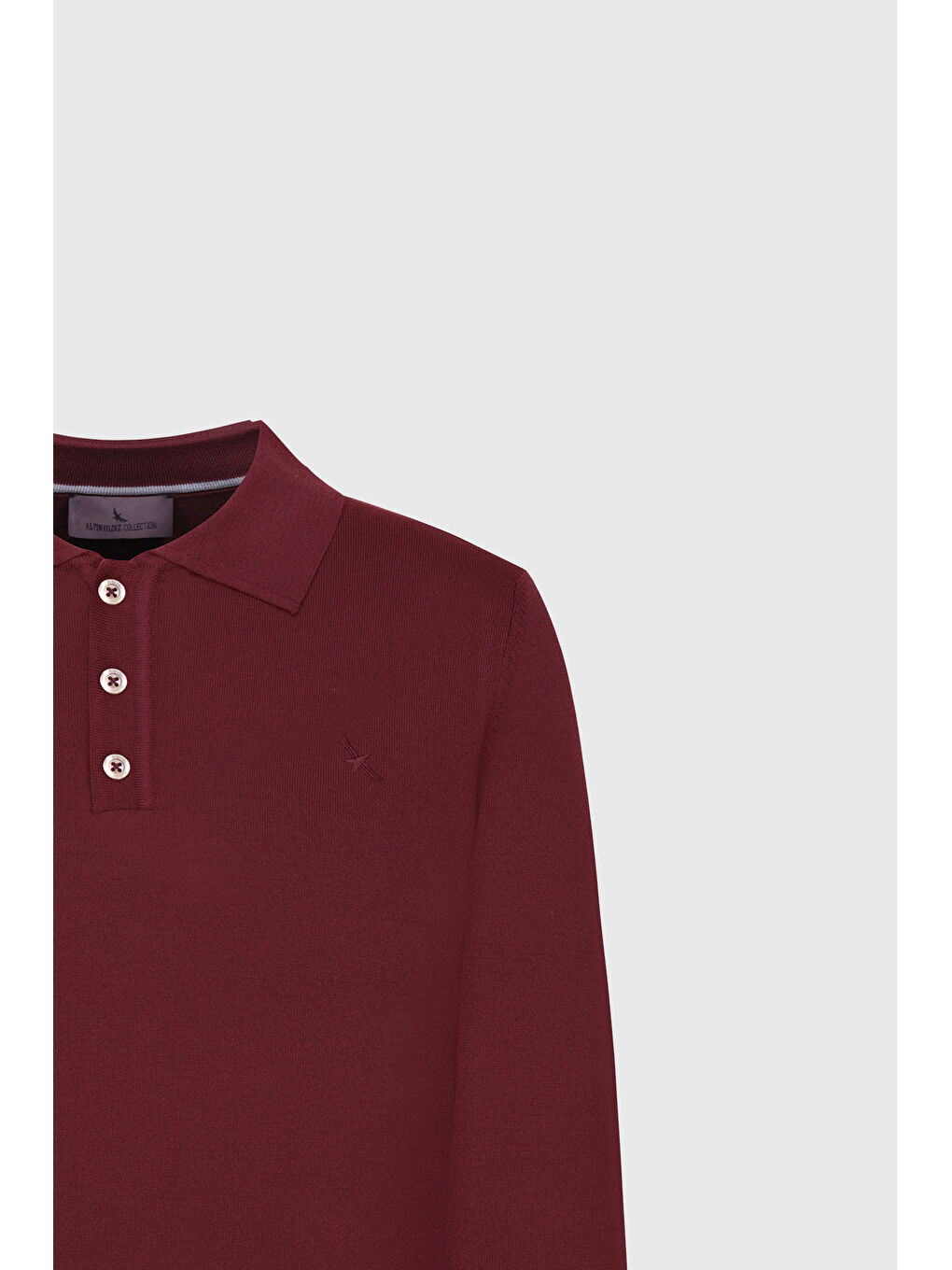 Erkek Bordo Standart Fit Normal Kesim Polo Yaka Basic Triko Kazak-6