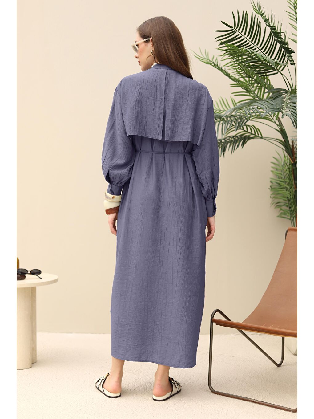 Lila Rüzgarlıklı Elbise Koyu Lavanta-4