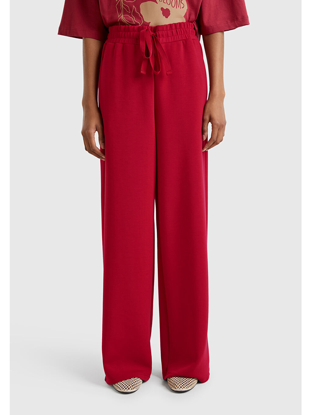 Kadın Bordo Modal Karışımlı Bol Paça Eşofman Altı