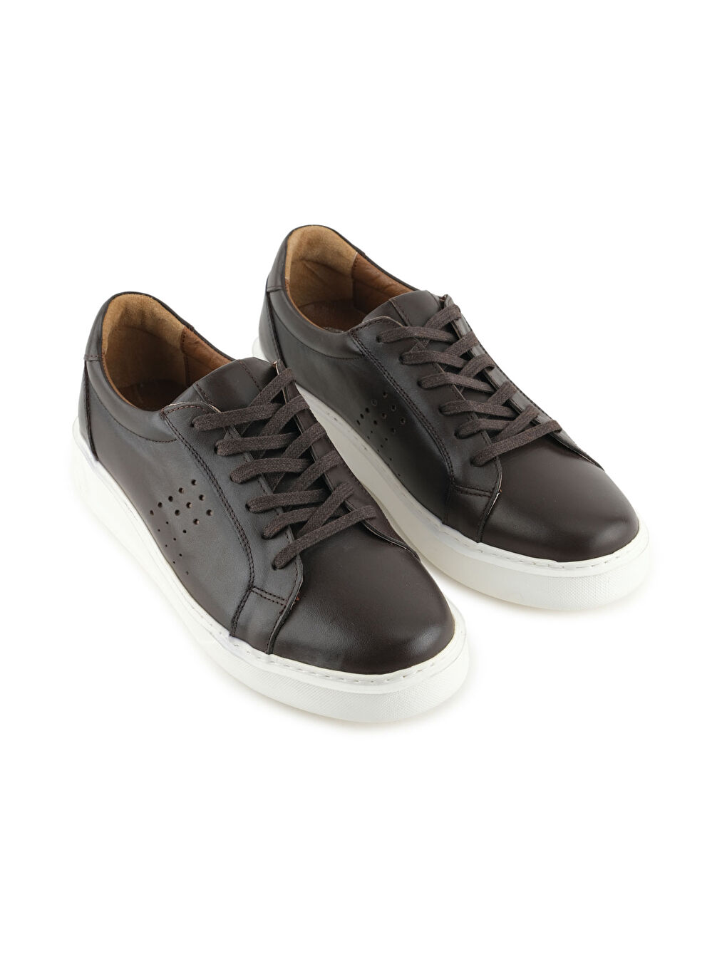 Kahverengi Erkek İç Dış Hakiki Deri Ortopedik Rahat Taban Bağcıklı Ayarlanabilir Günlük Spor Ayakkabı-2