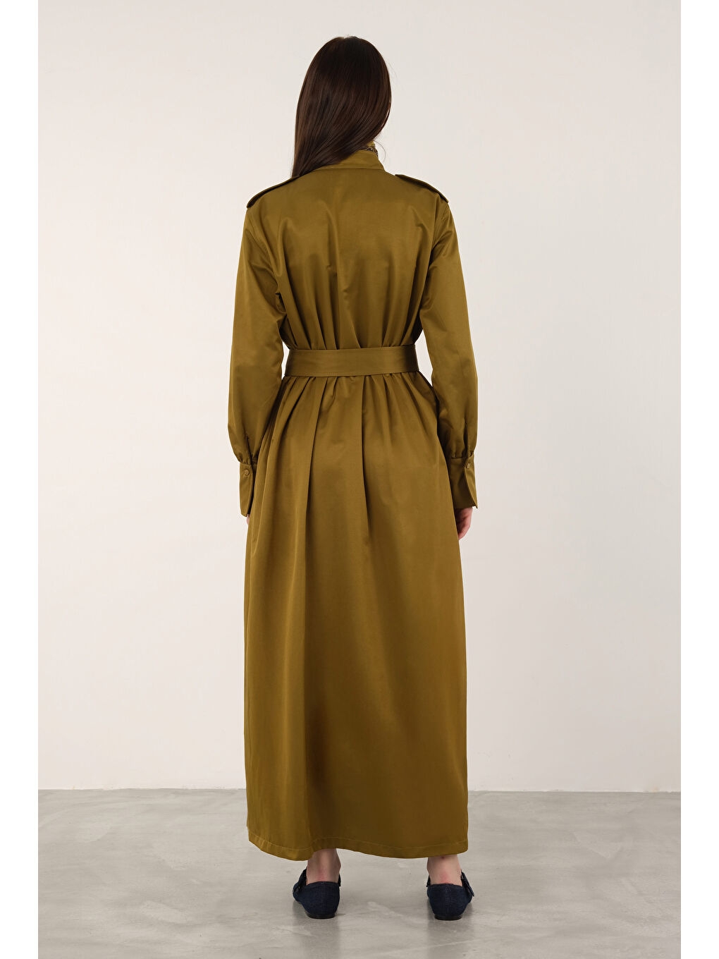 Yeşil Apoletli Elbise Olive-3