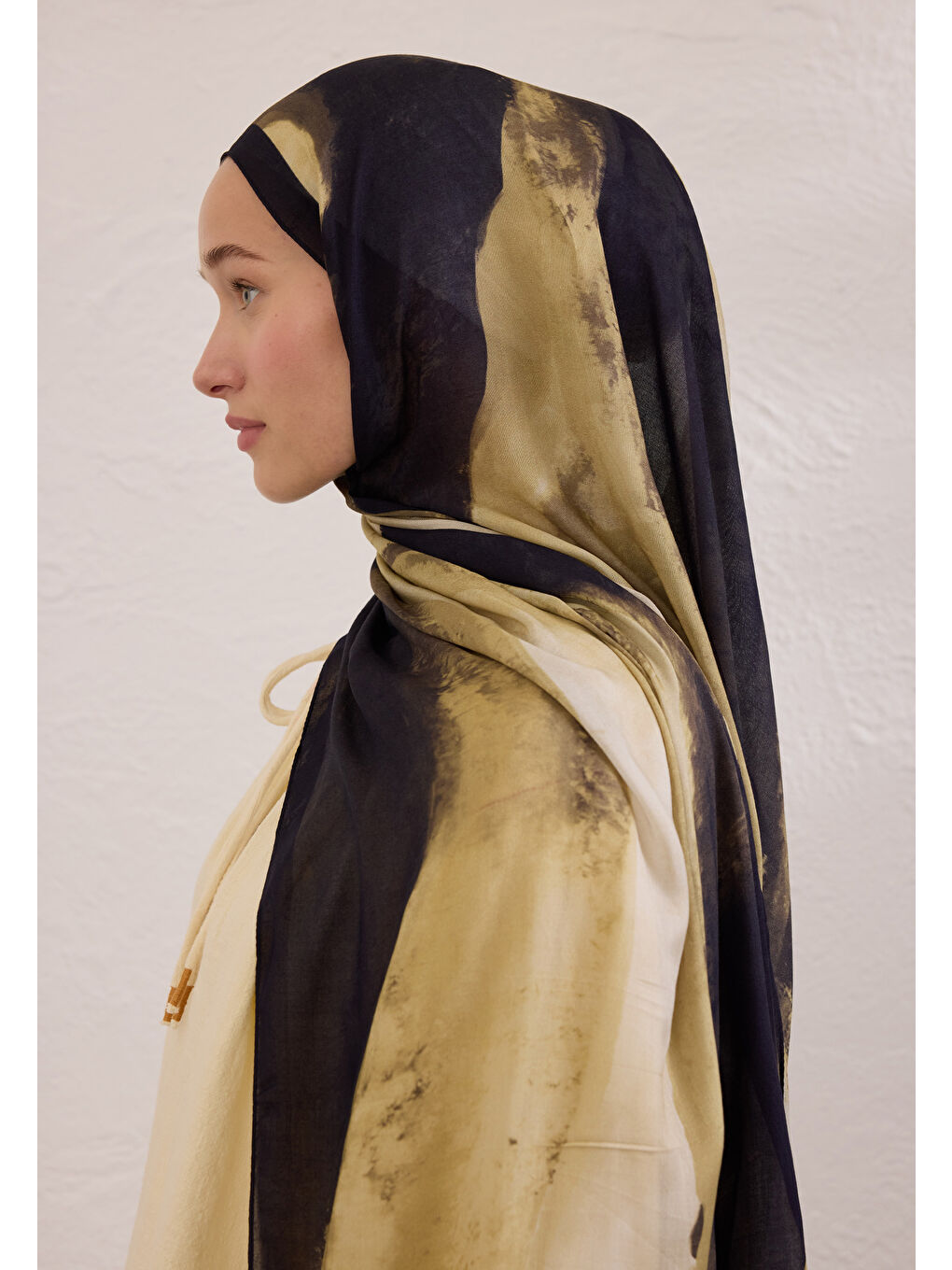 Color Waves Desen Rami Şal Siyah-2