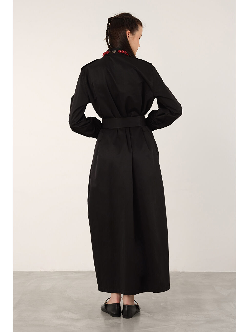 Apoletli Elbise Siyah-2