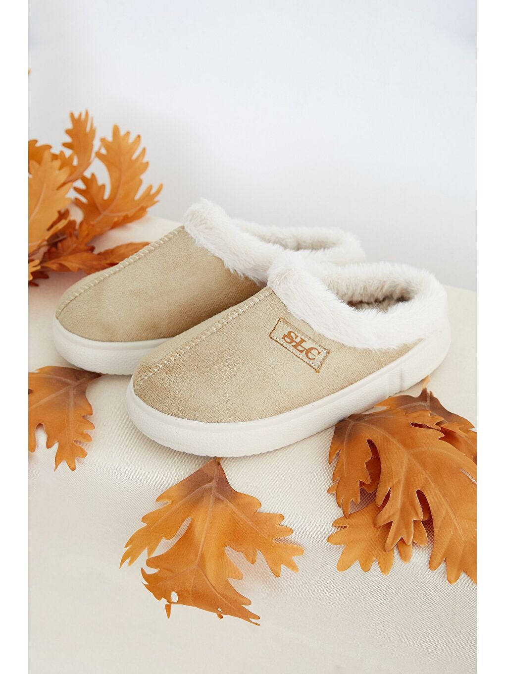 Bej İçi Kürklü Ev Terliği-1
